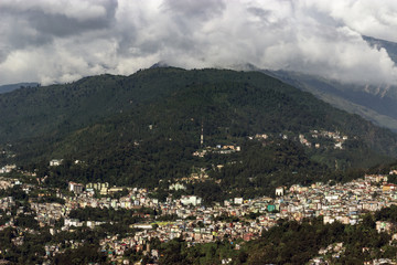 The an Indian city in a hilly forest valley of Sikkim state