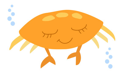 Sea life. Vector illustration. Cute orange crab. Colored Underwater world, marine animals. Isolated on white background