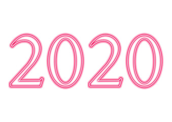 Simple New Year 2020 Text neon