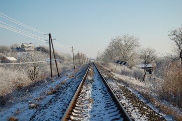 Fototapeta premium railroad tracks in winter