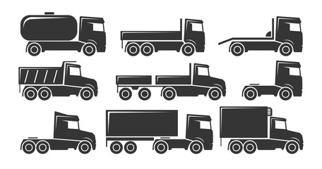 Truck transport icon set