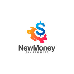Gear money logo design concept vector, Simple Money gear logo template, Icon Symbol, Creative design
