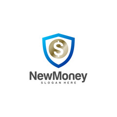 Shield money logo design concept vector, Simple Money Shield logo template, Icon Symbol, Creative design