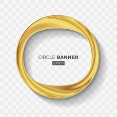 Empty Abstract Golden Shiny Ring Banner with Flat Design Shadow