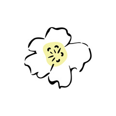 Single hand drawn floral element. Doodle, simple outline illustration.