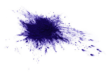 Blue printer toner stain isolated on white