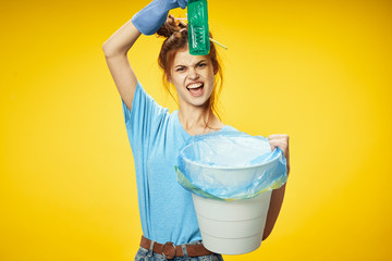 young woman in blue dress