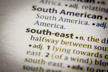 Word or phrase South-east in a dictionary.