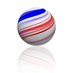Light red and blue sphere on a white background
