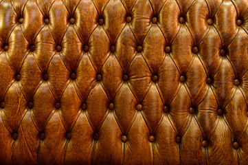 Texture of vintage brown leather sofa for background