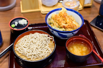 Zaru soba noodles with tempura