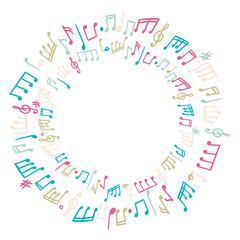 Fototapeta na wymiar Frames with music notes doodle. Vector isolated objects on background.
