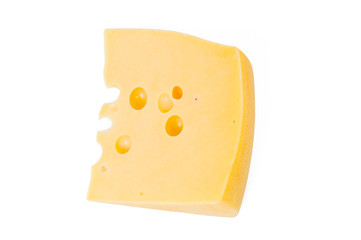 a piece of cheese isolated on a white background