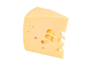 a piece of cheese isolated on a white background