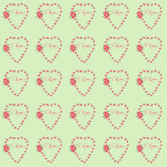 pattern stylized wreaths of pink flowers on a colored background