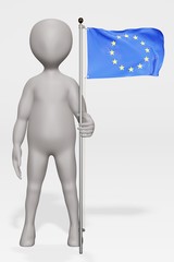 3D Render of Cartoon Character with EU Flag