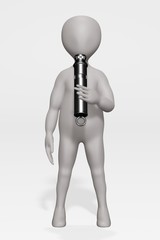 3D Render of Cartoon Character with Whistle