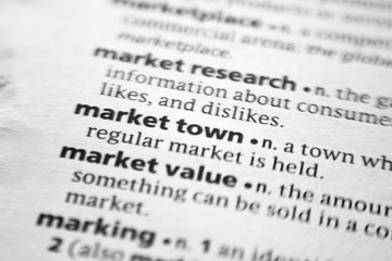 Word or phrase Market town in a dictionary.