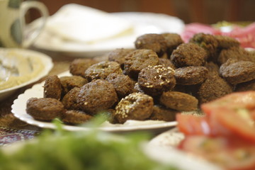 Middle Eastern food, falafel plate, arabic vegan food