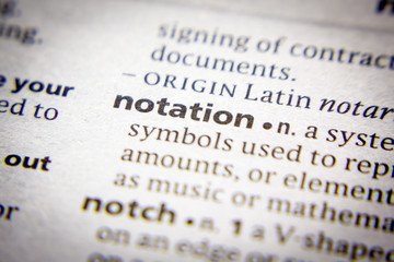 Word or phrase Notation in a dictionary.