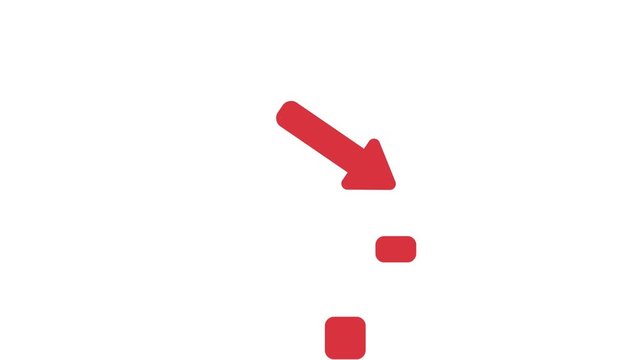 Animation of sales bar graph moving down on white background.