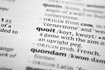 Fototapeta premium Word or phrase Quoit in a dictionary.