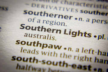 Obraz premium Word or phrase Southern Lights in a dictionary.