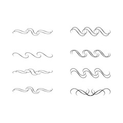 Decorative swirls dividers. Elegance line for frame, invitation. Delimiter old text, calligraphic swirl border ornaments and vintage divider Ornament curl, calligraphy victorian lines Vector icons set