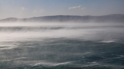 Strong bura wind, Dalmatia, Croatia