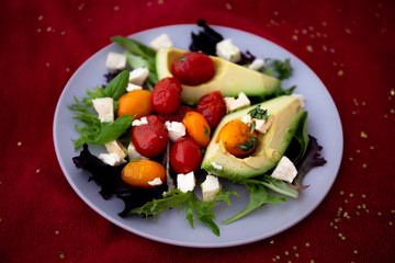Avocado and Tomato Salad with Feta Cheese