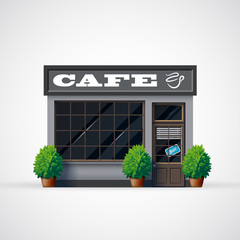 Cafe shop icon. Shop facade icon. Retro style