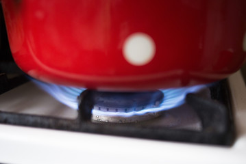 Fire, gas, camphor, stove natural gas, household gas, pan on the stove