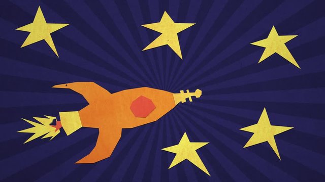 Retro Spaceship And Stars.  Ideal For Your Space / Universe / Sci-FiRelated Project. High Quality Stop Motion Animation