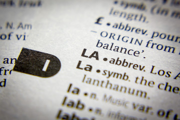 Word or phrase LA in a dictionary.