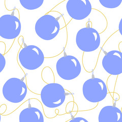 Seamless pattern with christmas balls. Hand drawn Christmas template in flat style for your wrapping, textille, wallpaper
