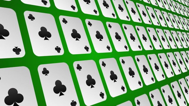 Playing card suits clubs pattern close up animated background