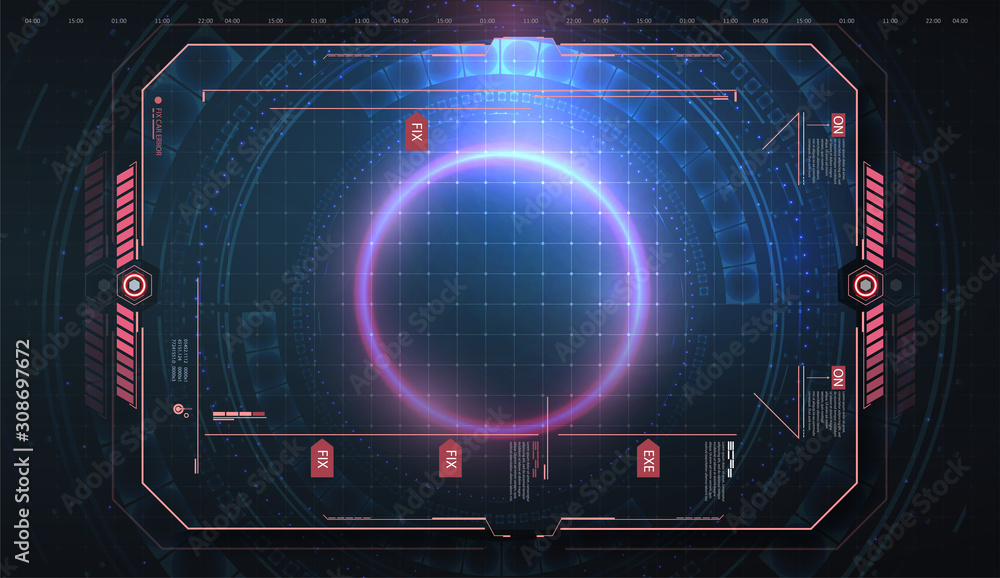 Poster hud, ui, gui futuristic frame user interface screen elements. abstract control panel layout design. 