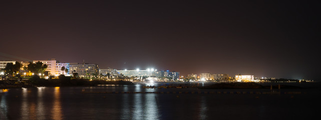 Obraz premium Fig Tree Beach in Protaras at night. One of the popular beaches in Europe.