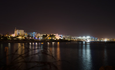 Fig Tree Beach in Protaras at night. One of the popular beaches in Europe.
