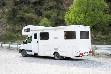 A motorhome or caravan park by the road side.