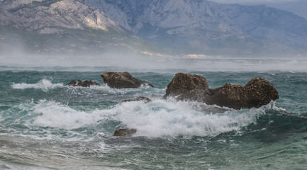 Biokovo mountain and strong bura wind