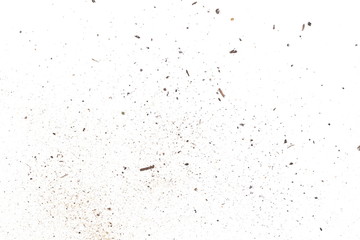 Dirt, soil dust isolated on white background, top view