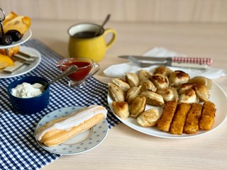 homemade breakfast in the kitchen