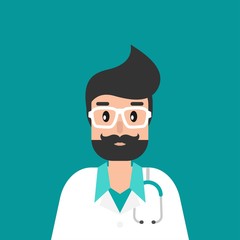 Male doctor avatar. Medical internet consultation. Healthcare consulting web service.