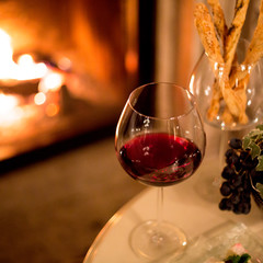 glass of red wine in a restaurant