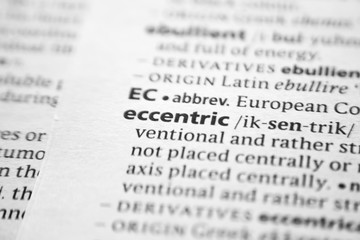 Word or phrase Eccentric in a dictionary.