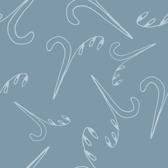 Floral seamless pattern in line art style.  Abstract botanical print of flowers, leaves, twigs. Textile design texture. Spring blossom background. Vector illustration.