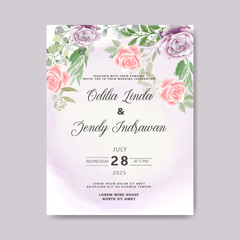 wedding invitation with beautiful and elegant floral templates