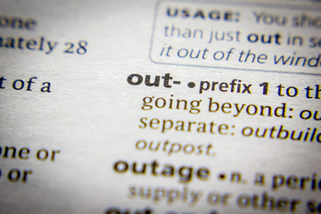 Word or phrase Out- in a dictionary.