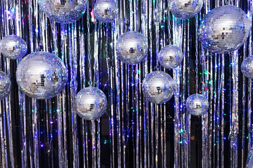 Background of several disco balls. Party concept.
